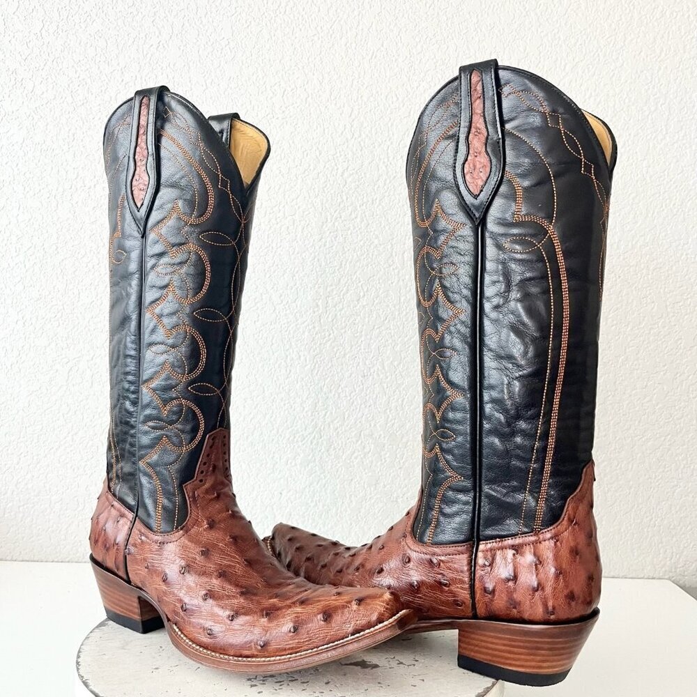 Rod Patrick Womens Cowboy Boots 9.5C Brown Full Quill Ostrich Cowgirl Western